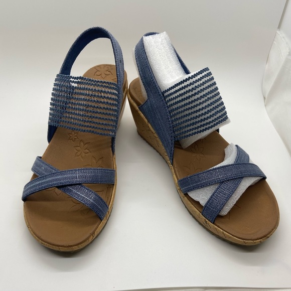 💕Skechers Navy Wedges New Size 6 - Picture 7 of 8